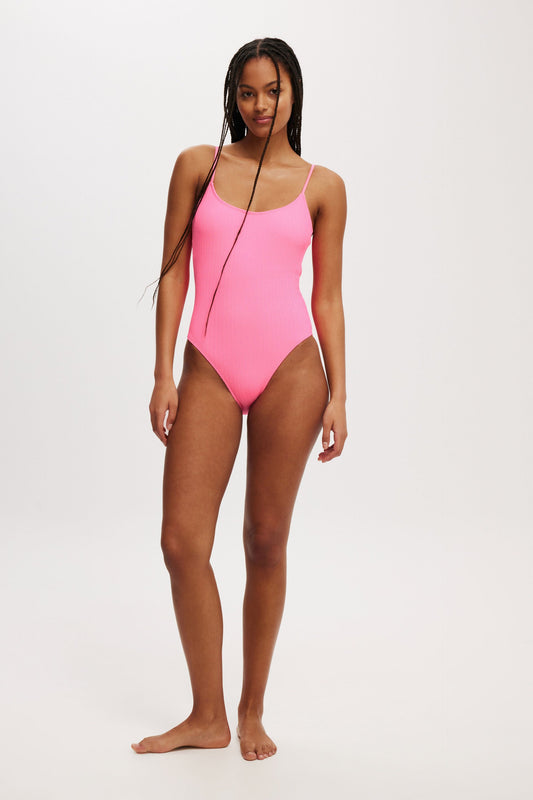 Thin Strap Low Scoop One Piece Cheeky