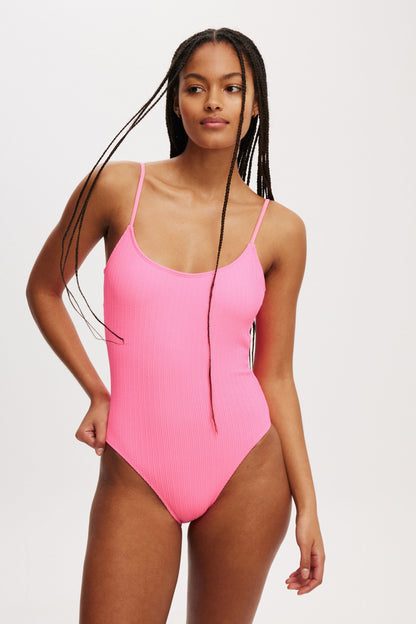 Thin Strap Low Scoop One Piece Cheeky