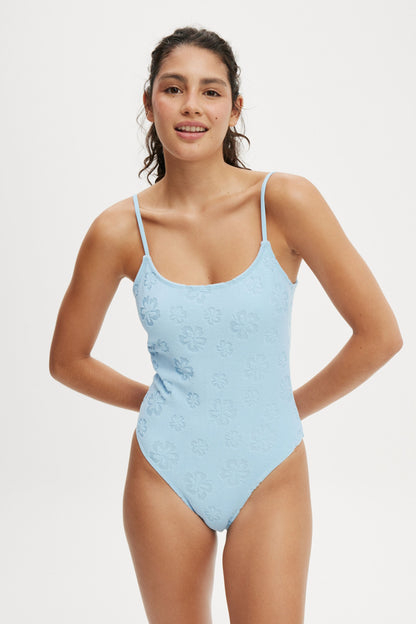 Thin Strap Low Scoop One Piece Cheeky