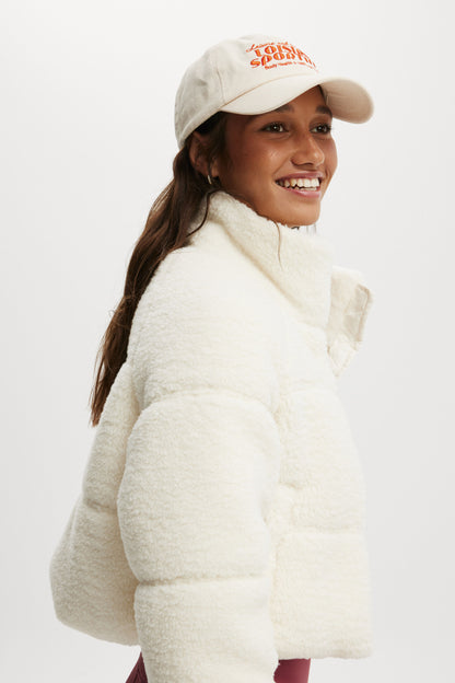 The Mother Puffer Cropped Sherpa Jacket