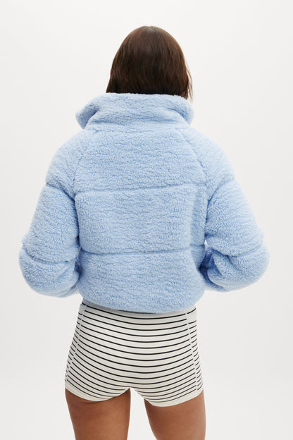 The Mother Puffer Cropped Sherpa Jacket