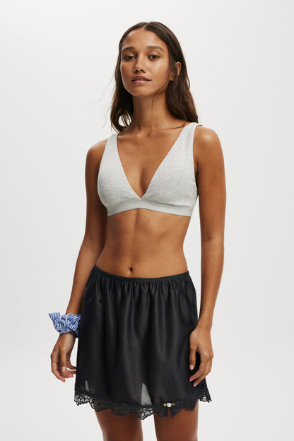 Mini Slip Skirt With Lace