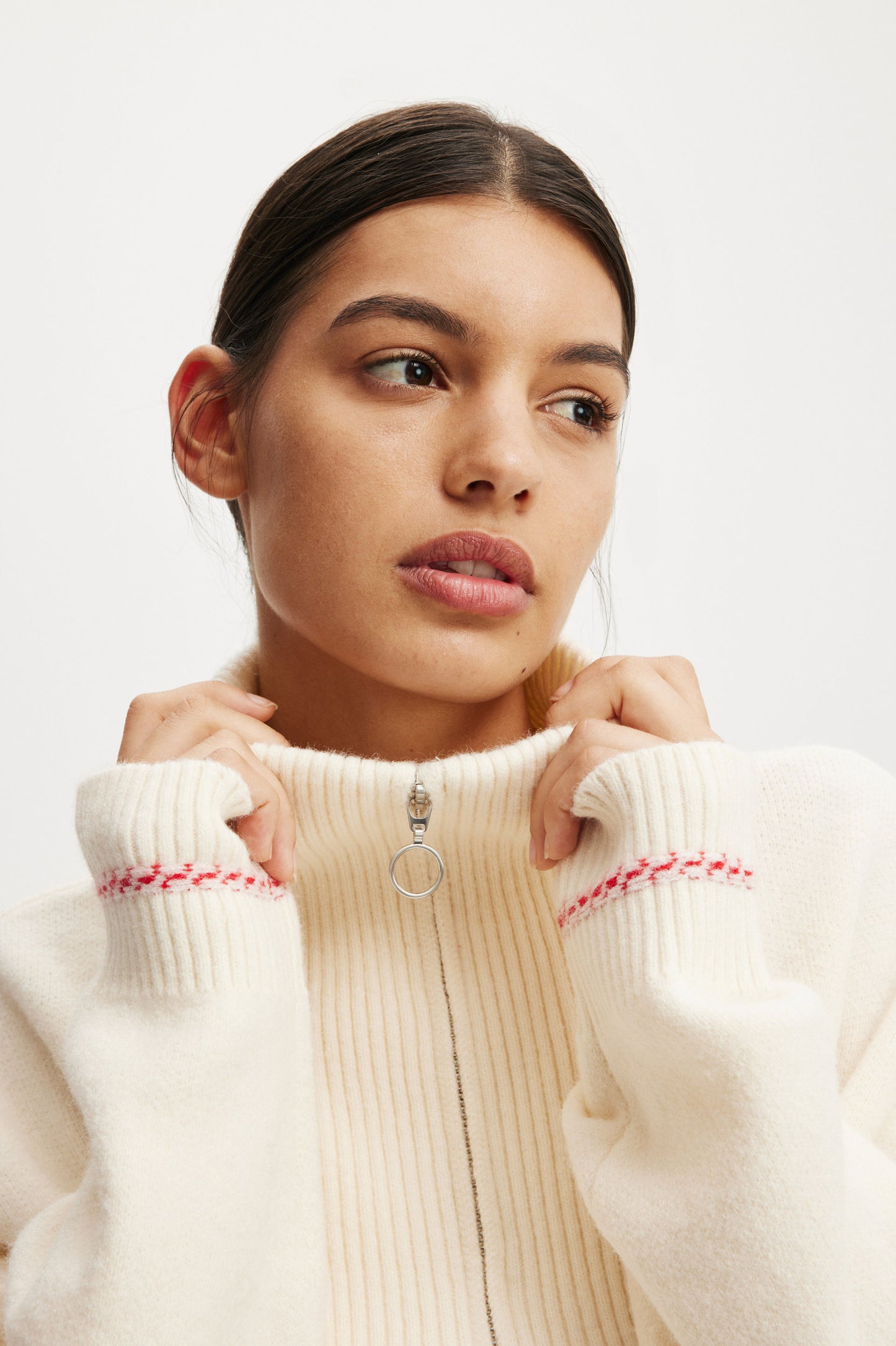 Active Knitted Graphic Half Zip Longlseeve