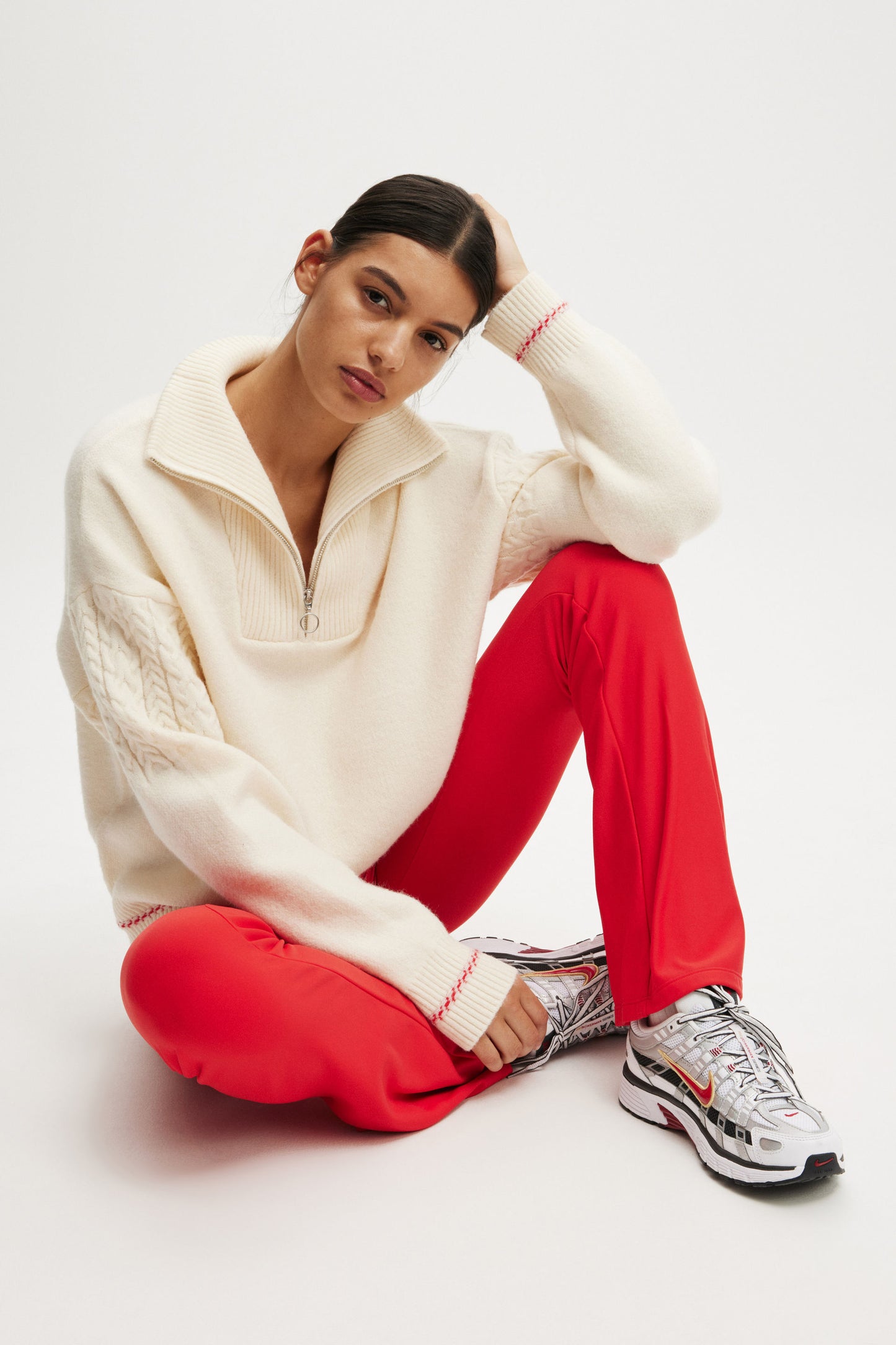 Active Knitted Graphic Half Zip Longlseeve