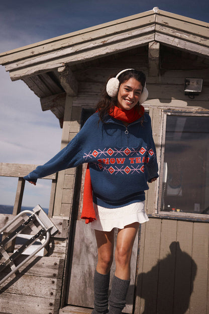 Active Knitted Graphic Half Zip Longlseeve