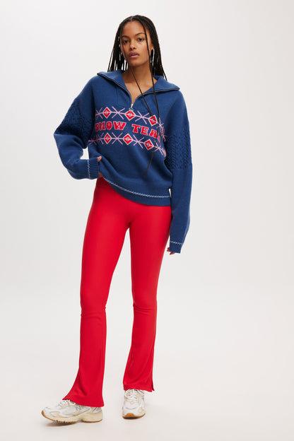Active Knitted Graphic Half Zip Longlseeve