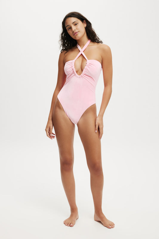 Bow Front Strapless One Piece Cheeky