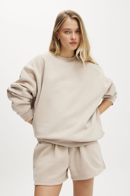 Plush Graphic Crew Sweatshirt