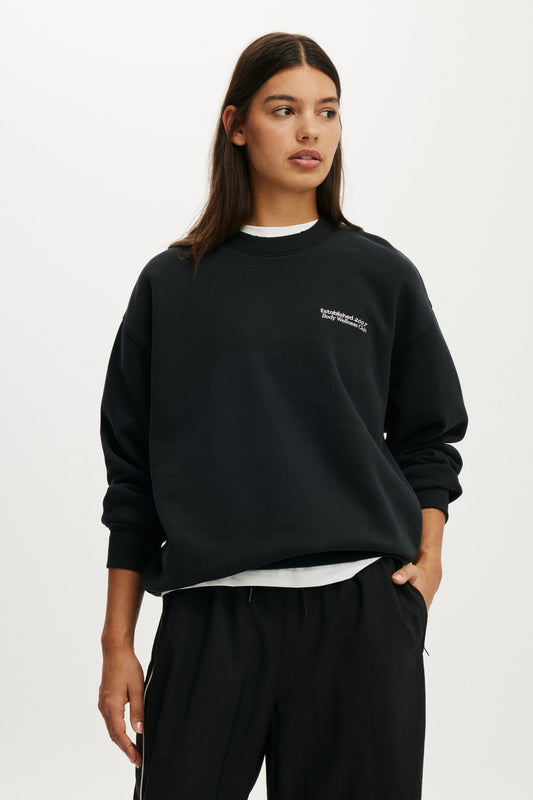 Plush Graphic Crew Sweatshirt