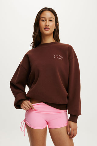 Plush Graphic Crew Sweatshirt