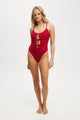 Tie Front Cut Out One Piece Brazilian