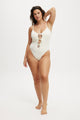 Tie Front Cut Out One Piece Brazilian