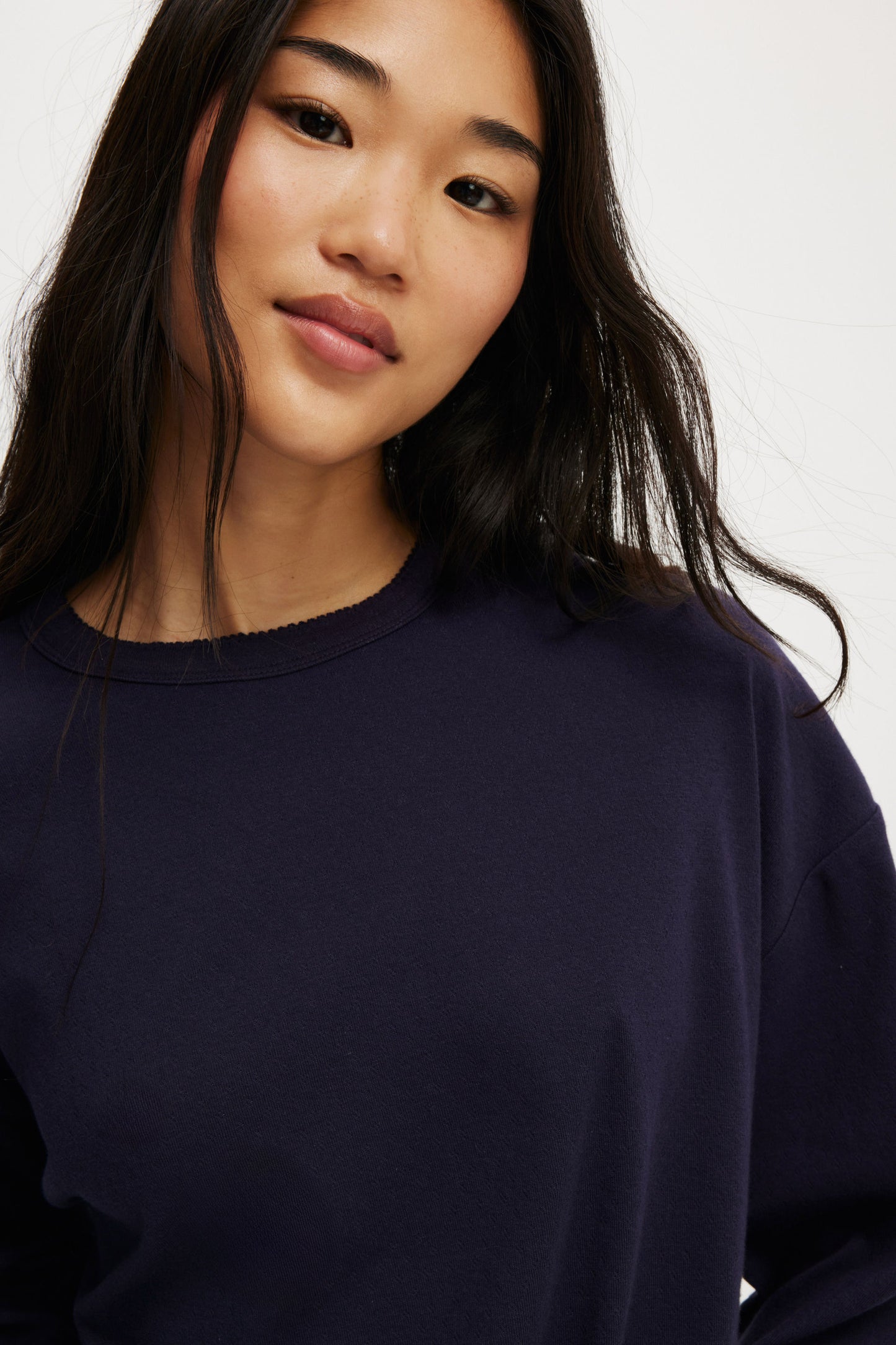 Pointelle Long Sleeve Top