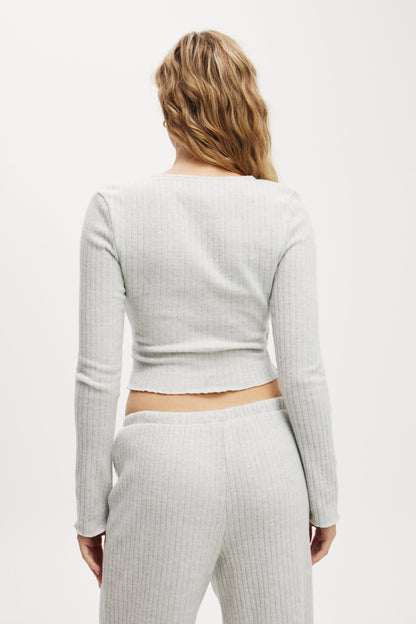 Super Soft Ribbed Wrap Top
