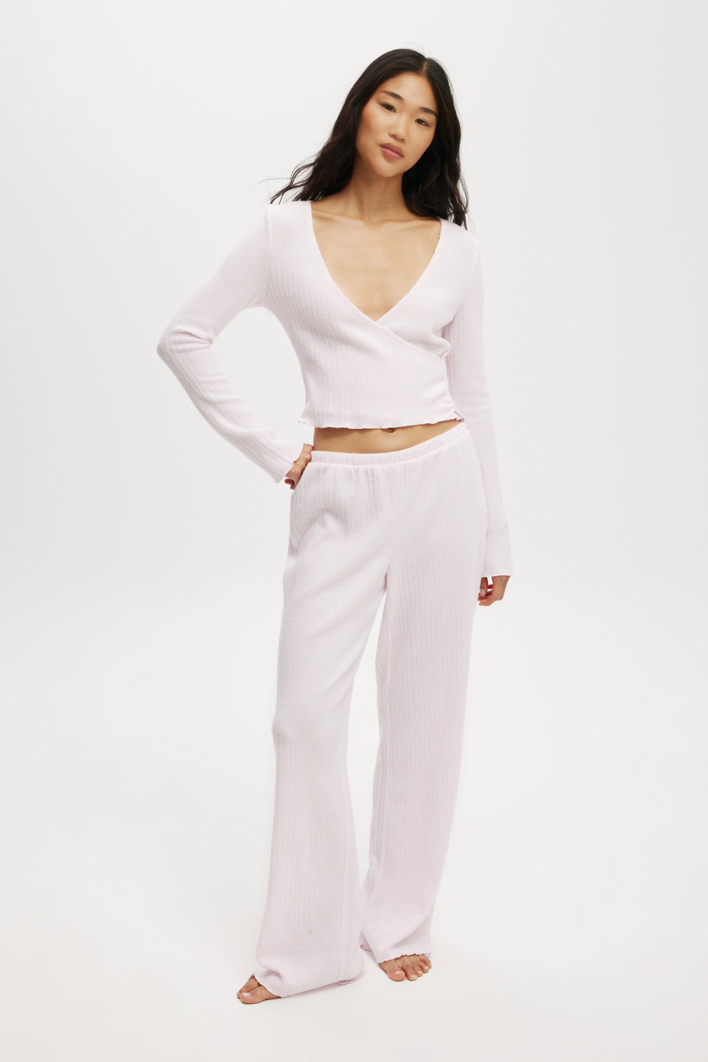 Super Soft Ribbed Wrap Top