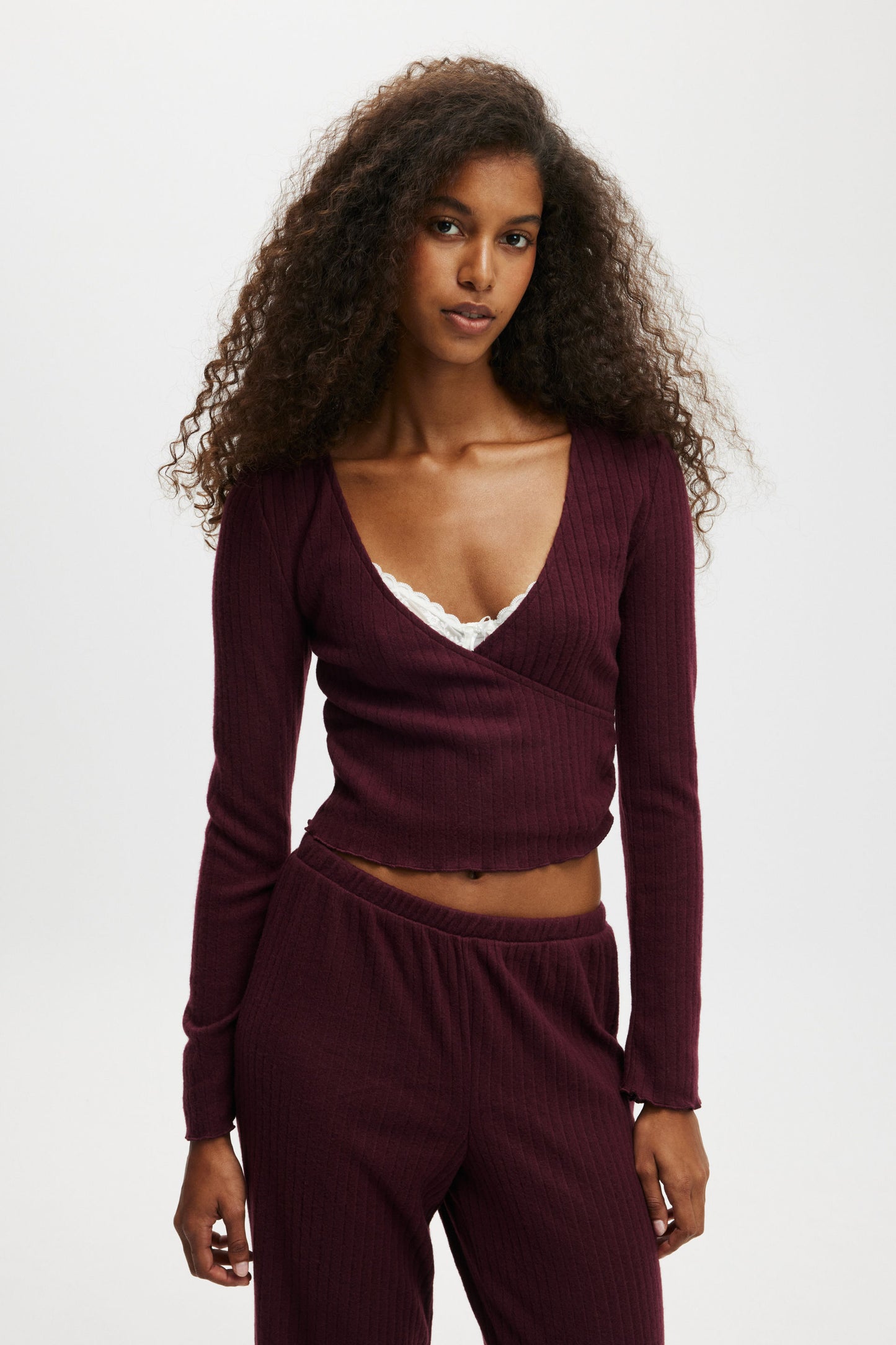 Super Soft Ribbed Wrap Top