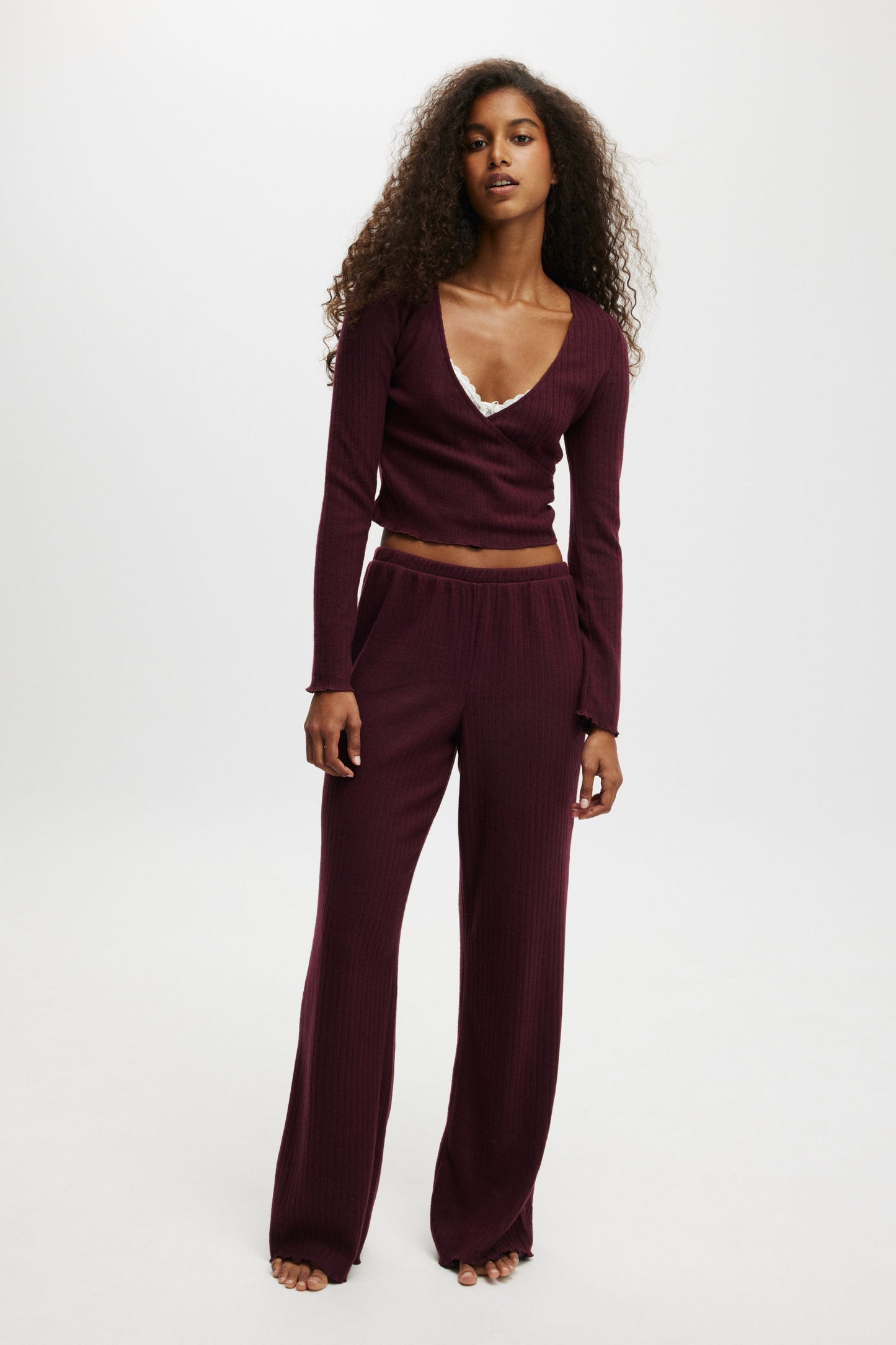 Super Soft Ribbed Wrap Top