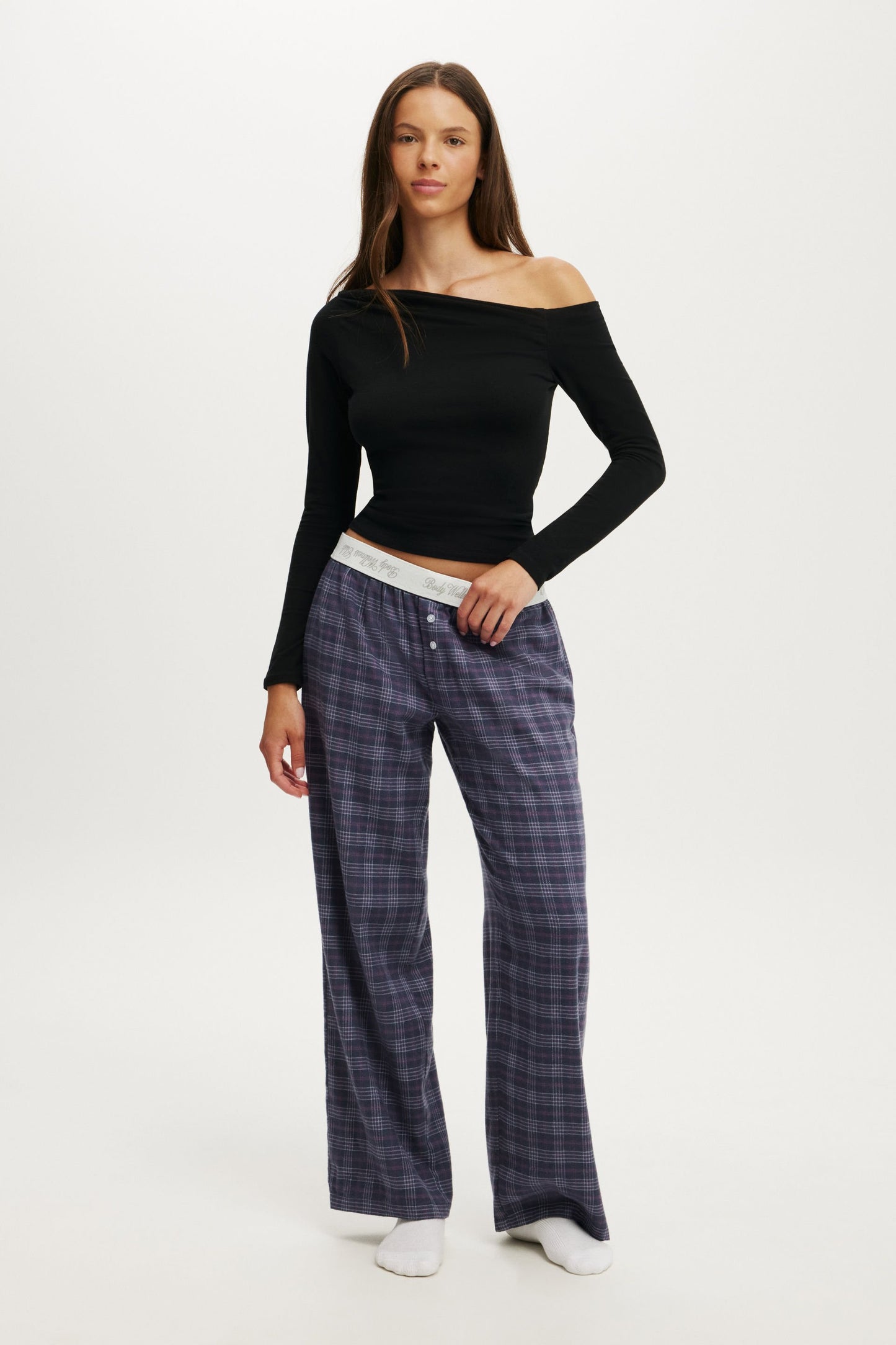Flannel Wide Leg Pant