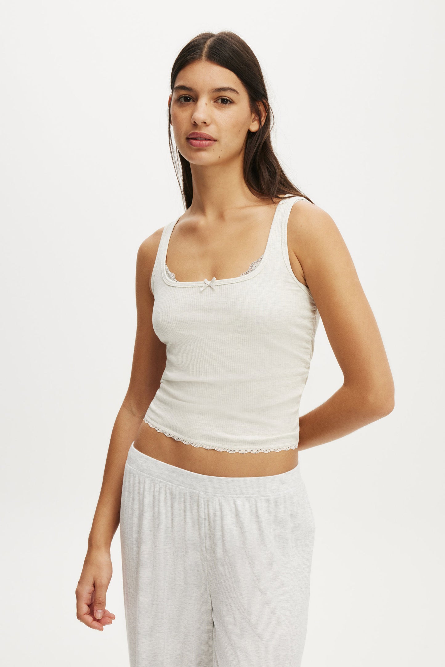 Rib Lace Ruched Tank