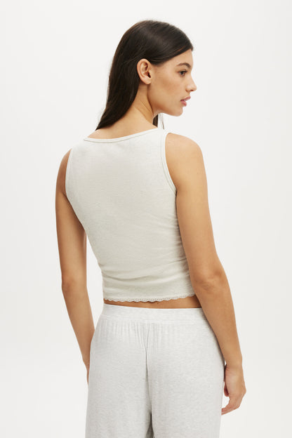 Rib Lace Ruched Tank