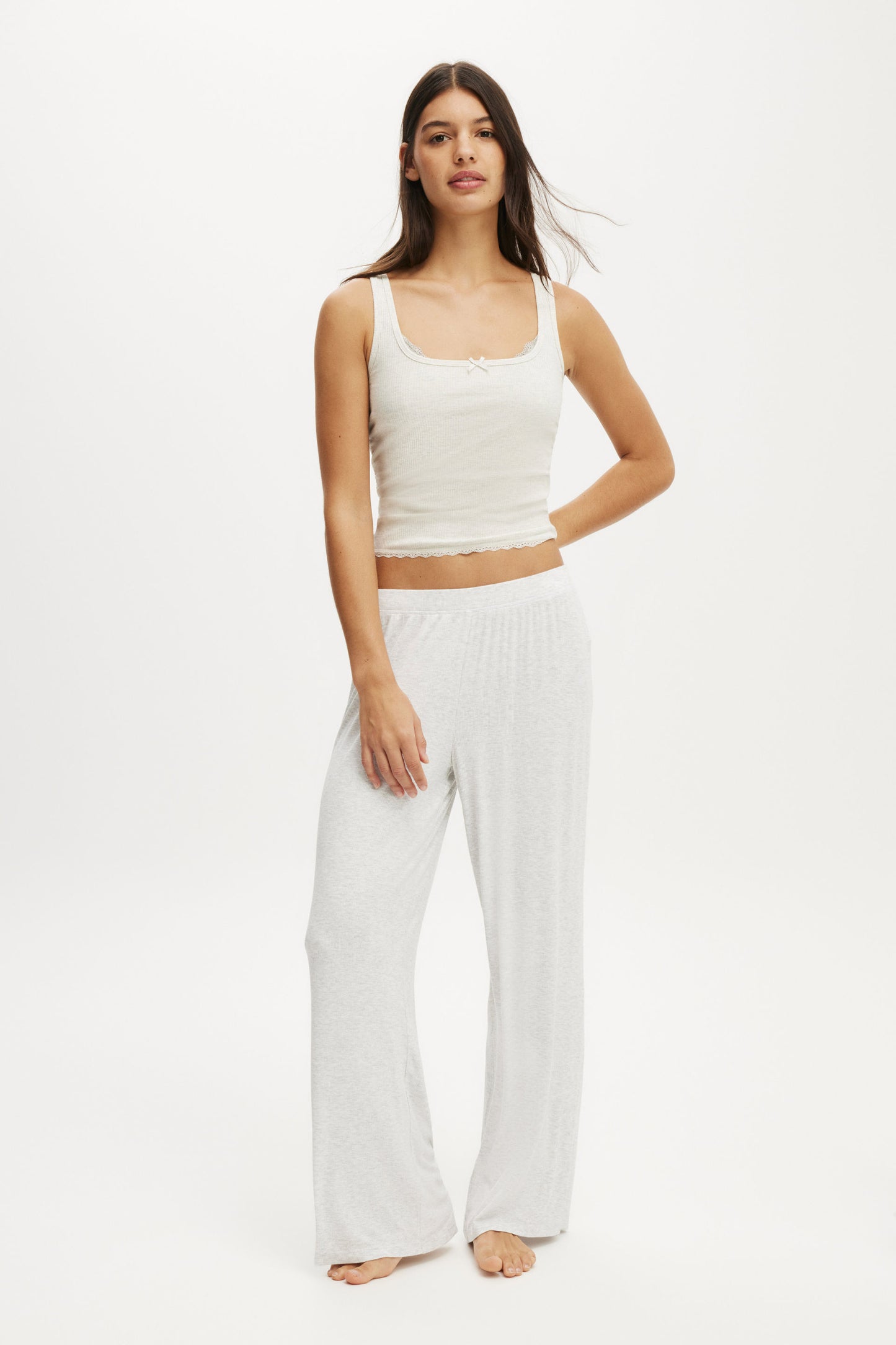 Rib Lace Ruched Tank