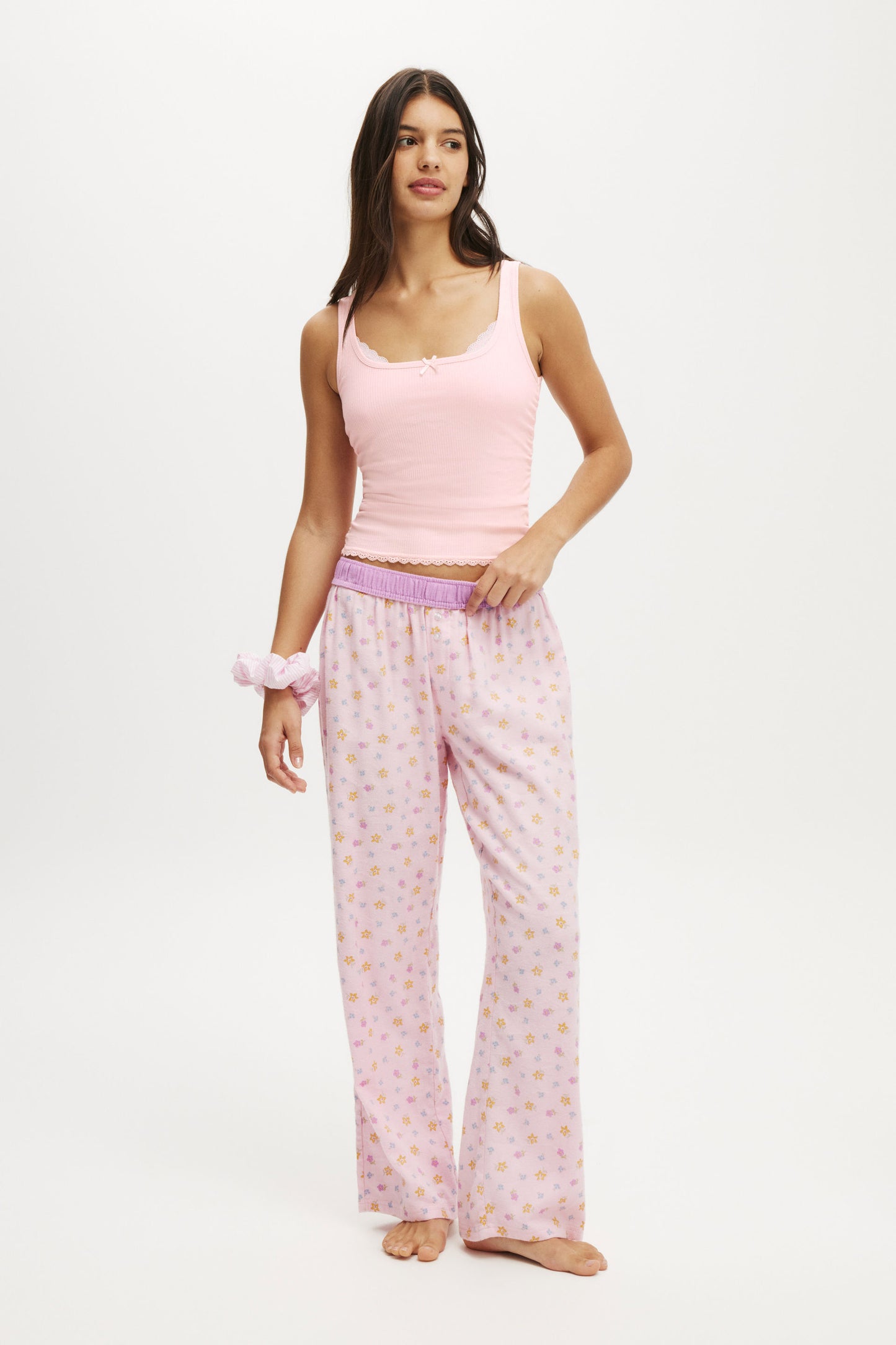 Rib Lace Ruched Tank