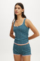 Rib Lace Ruched Tank