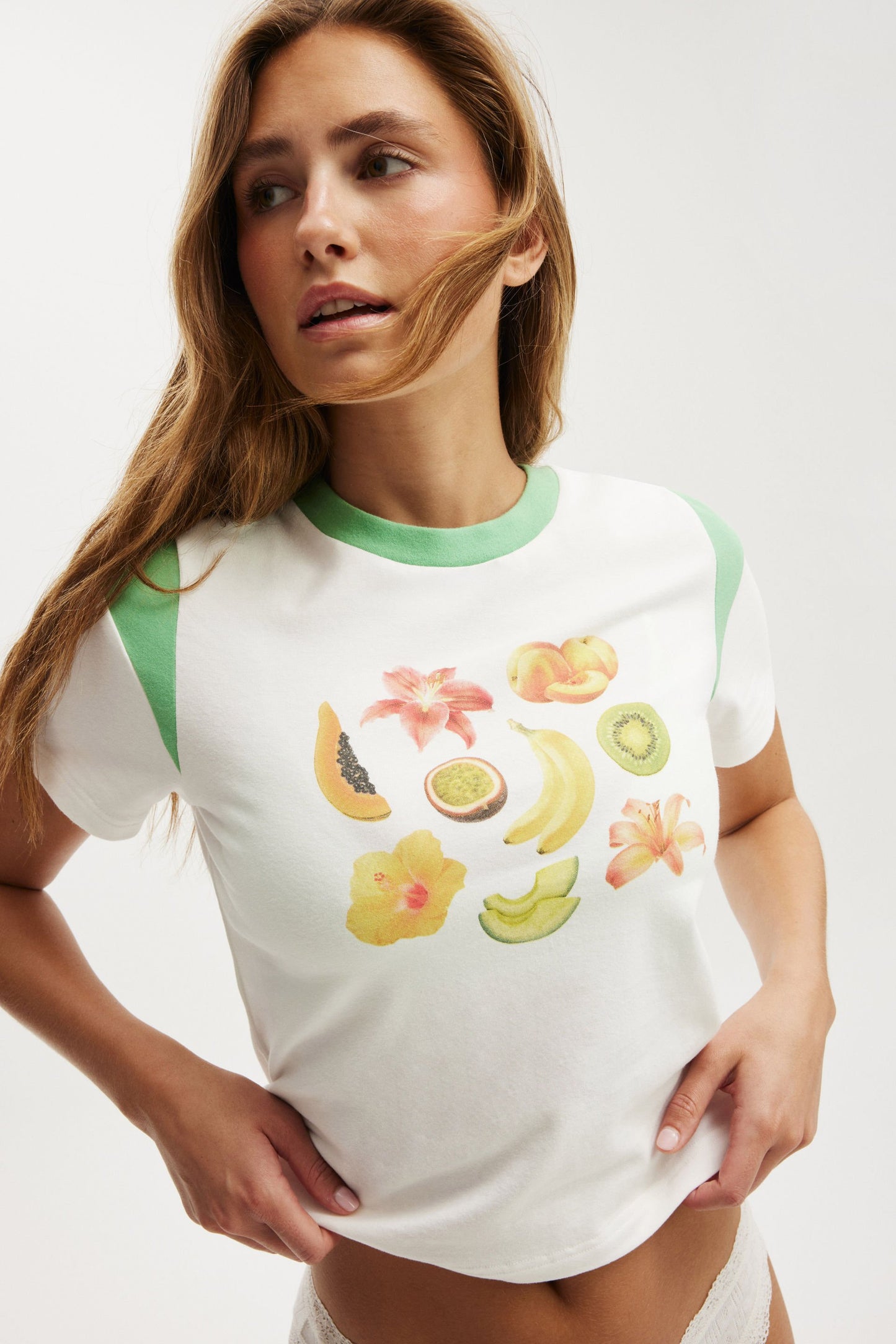 Peached Jersey Contrast Baby Tee
