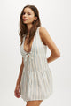 Woven Tie Front Tiered Dress