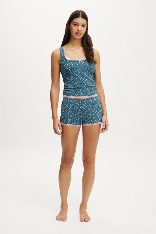 Rib Lace Ruched Boyshort