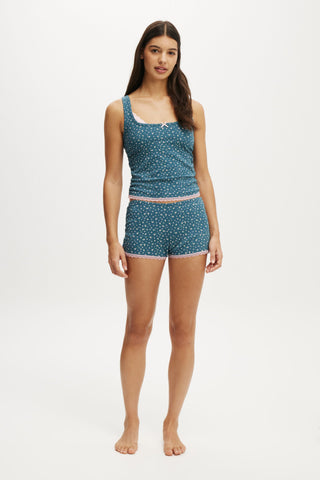 Rib Lace Ruched Boyshort
