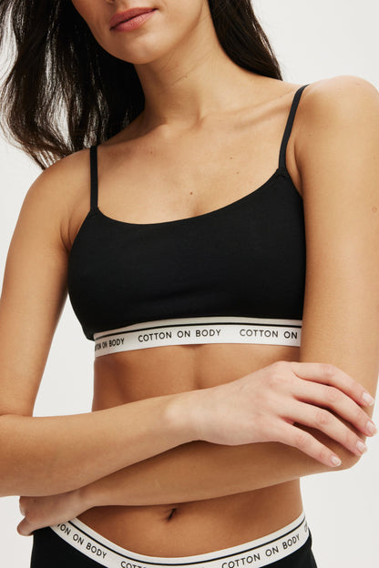 Branded Cotton Scoop Bralette