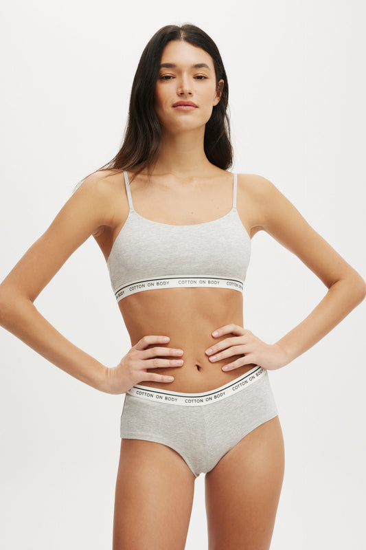 Branded Cotton Scoop Bralette