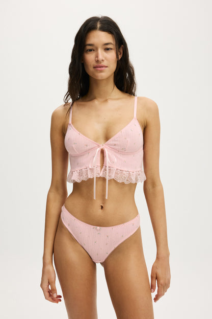 Sophie Cotton Pointelle Longline Bralette