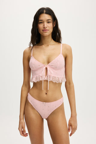 Sophie Cotton Pointelle Longline Bralette