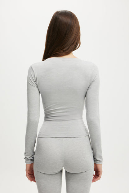 Ultra Soft Plunge Front Long Sleeve