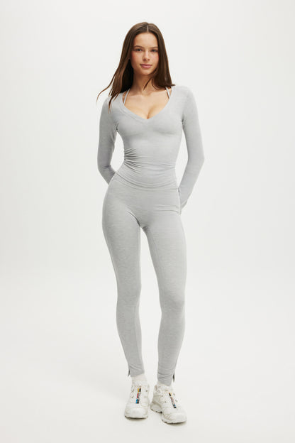 Ultra Soft Plunge Front Long Sleeve