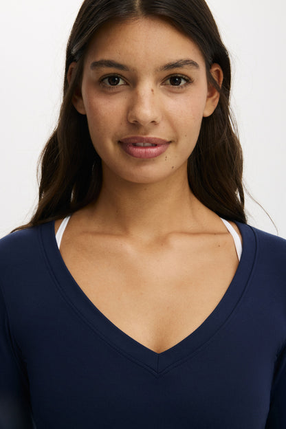 Ultra Soft Plunge Front Long Sleeve