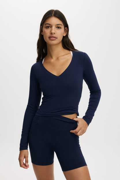 Ultra Soft Plunge Front Long Sleeve