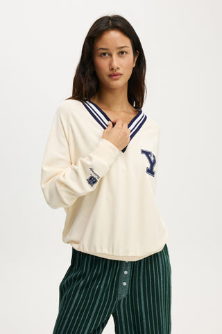 Yale Waffle V Neck Sleep Sweater