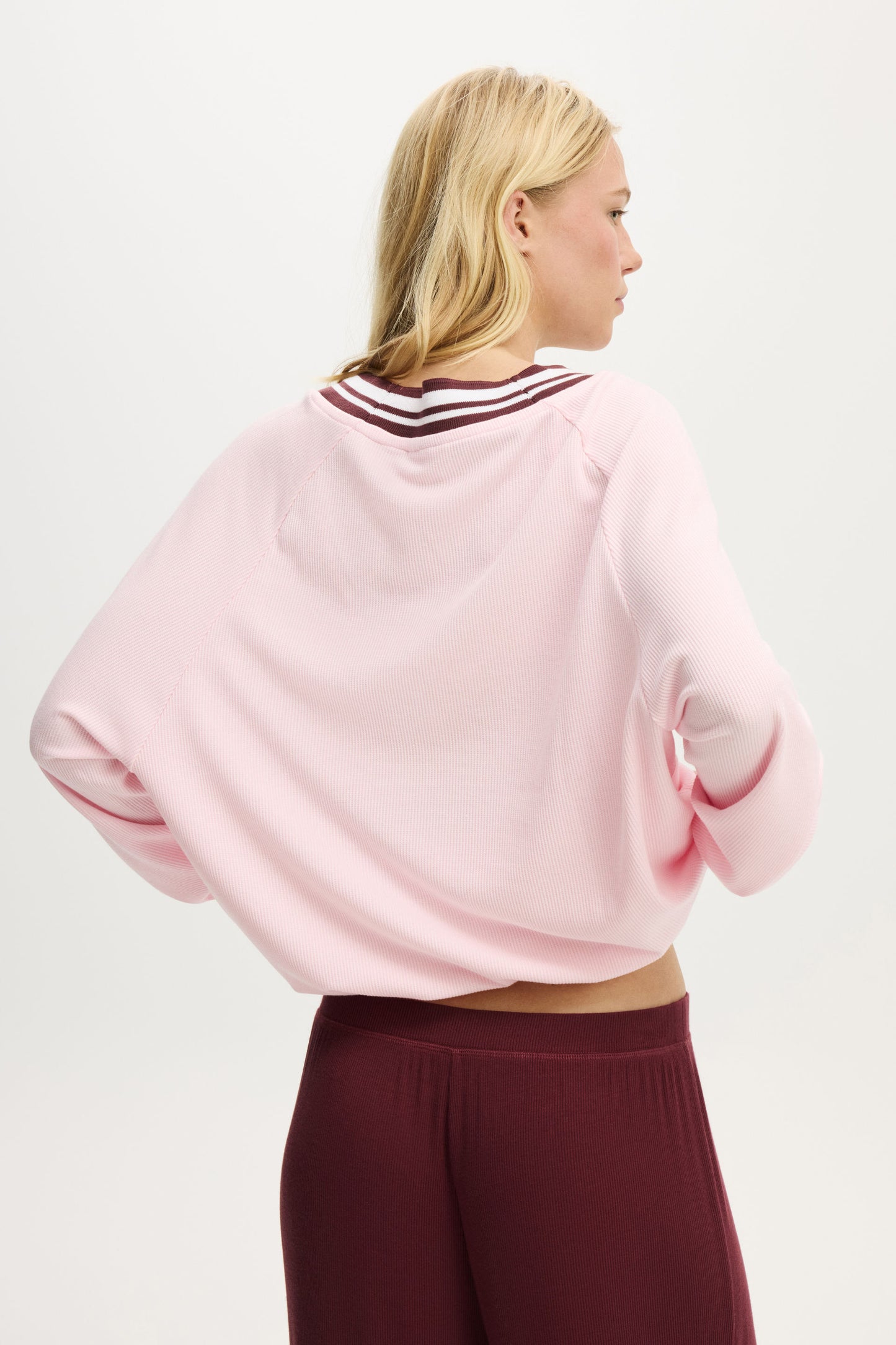 Harvard Waffle V Neck Sleep Sweater