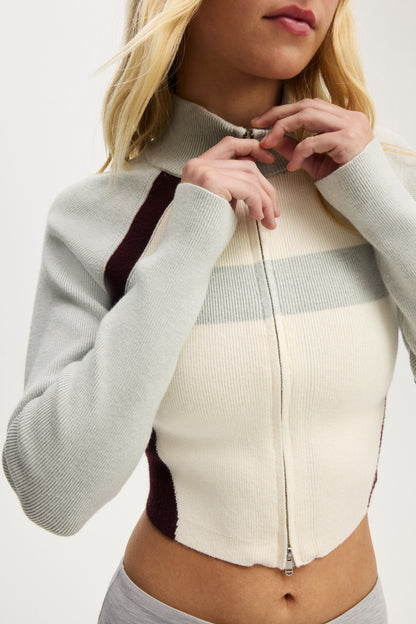 Active Spliced Knit Zip Through