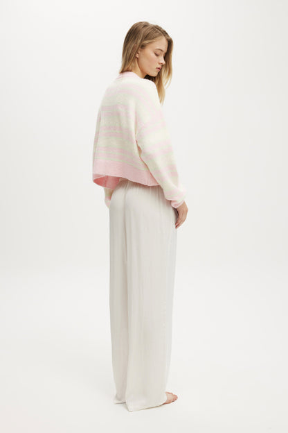 Washed Satin Wide Leg Pant