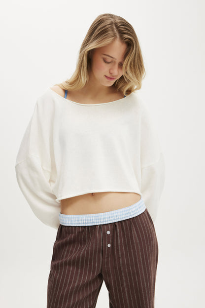 Off The Shoulder Cropped Knit
