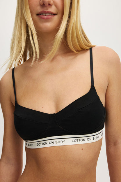 Branded Cotton Balconette Bralette