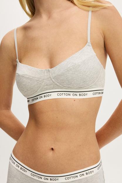 Branded Cotton Balconette Bralette