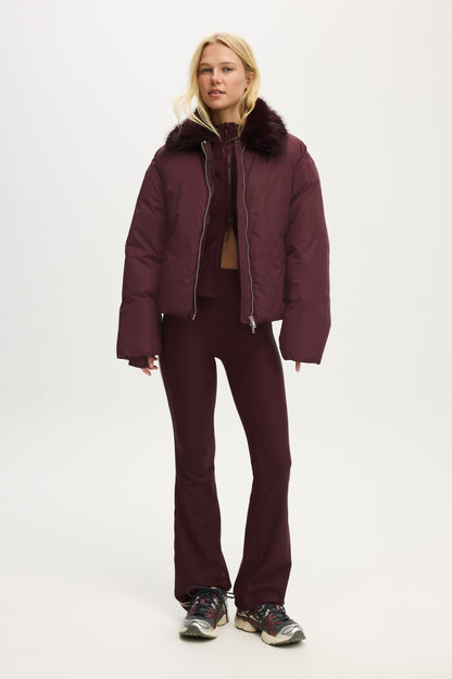 The Mother Puffer Faux Fur Collar Bomber