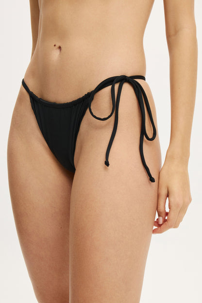 Side Tie Gathered Brazilian Bikini Bottom