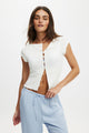 Button Detail Cap Sleeve Top