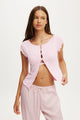 Button Detail Cap Sleeve Top